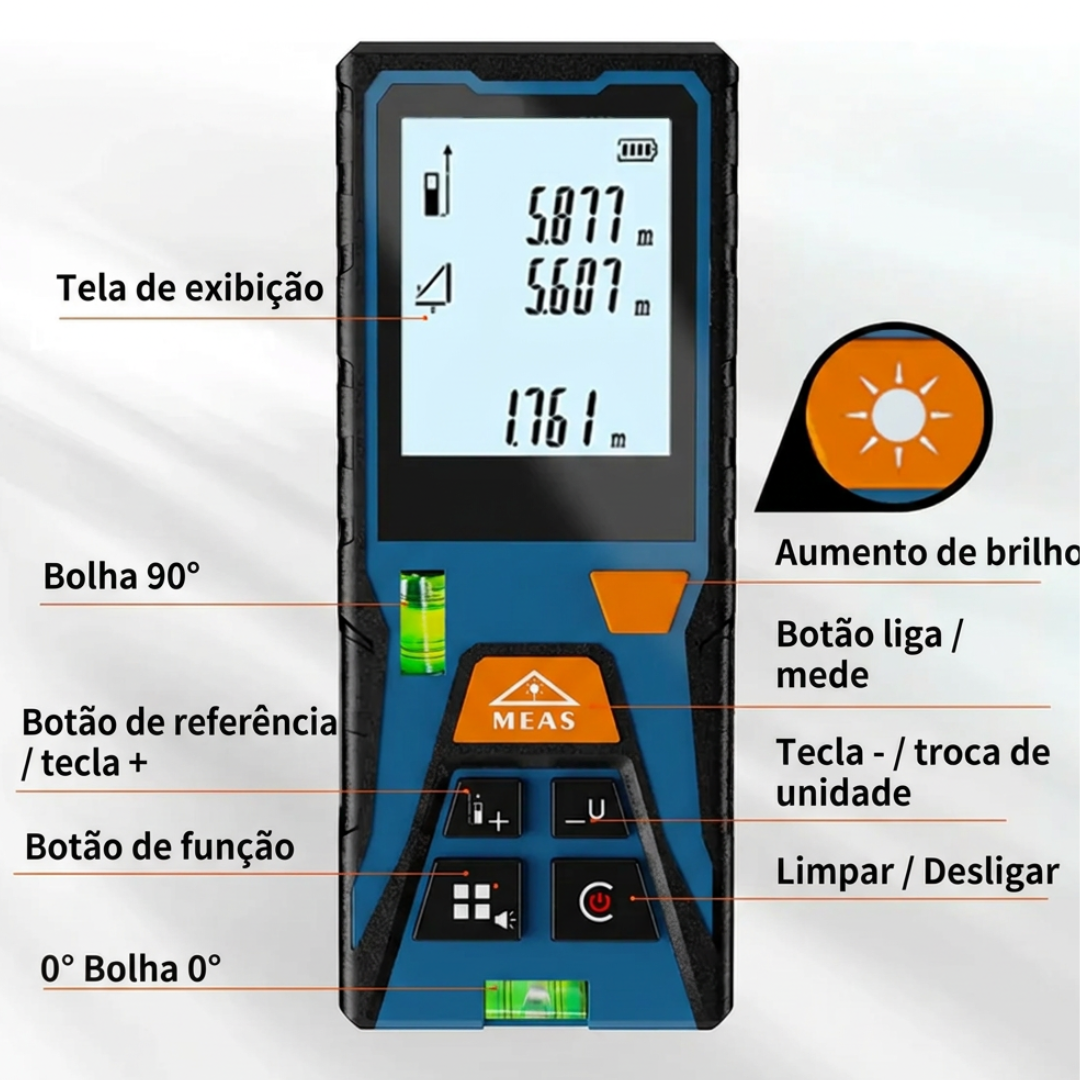 Trena a Laser Digital Geodetic LDM Alcance 120m Precisão ±2mm - Para Obras e Engenharia