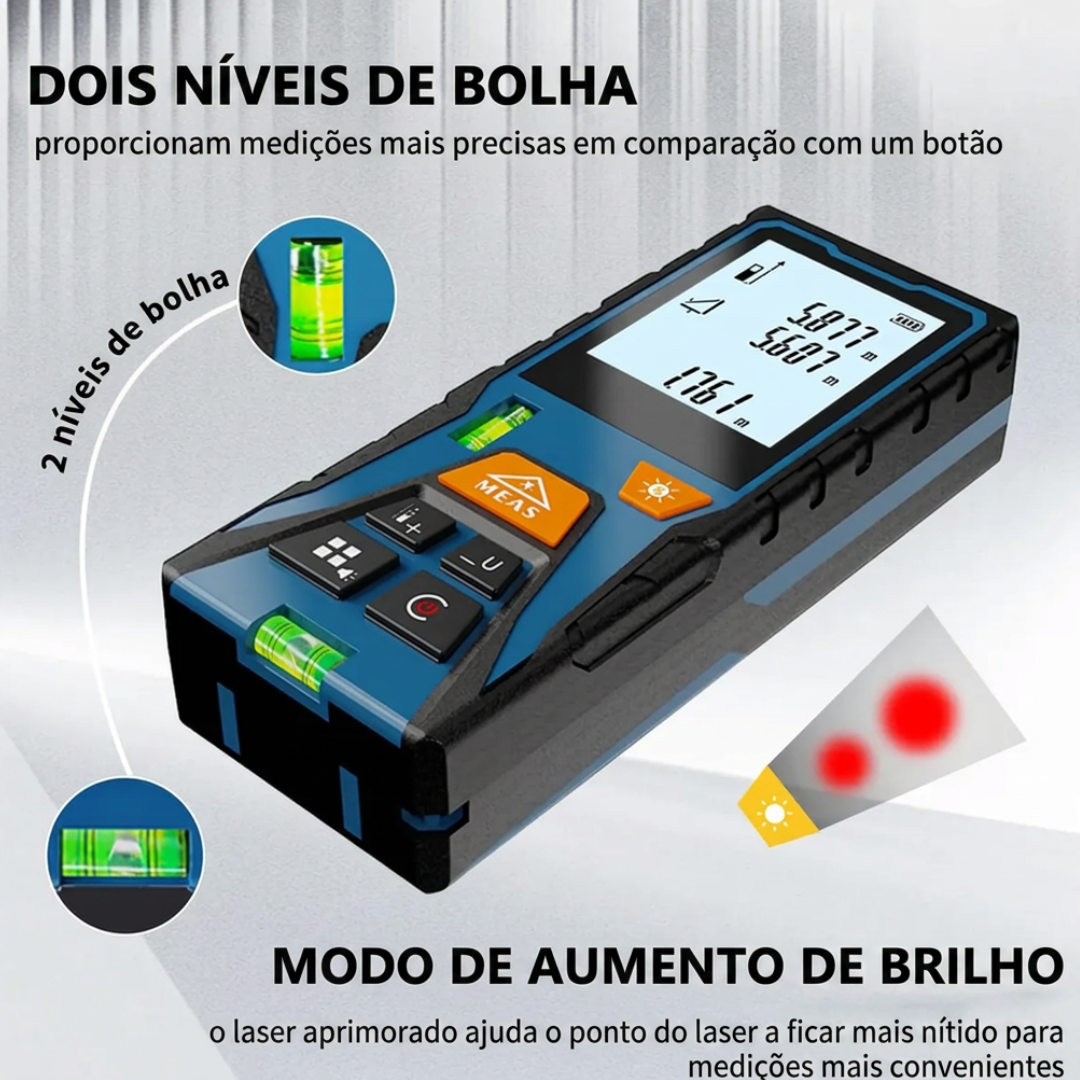 Trena a Laser Digital Geodetic LDM Alcance 120m Precisão ±2mm - Para Obras e Engenharia
