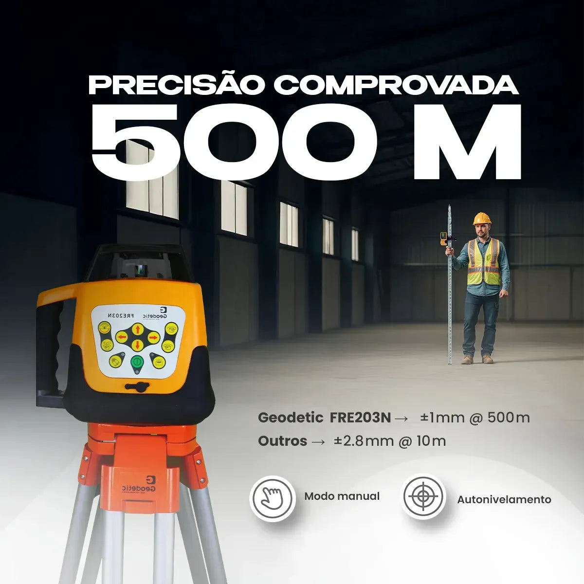 Nível a Laser Giratório Geodetic FRE203N - Alta Precisão para Topografia e Construção