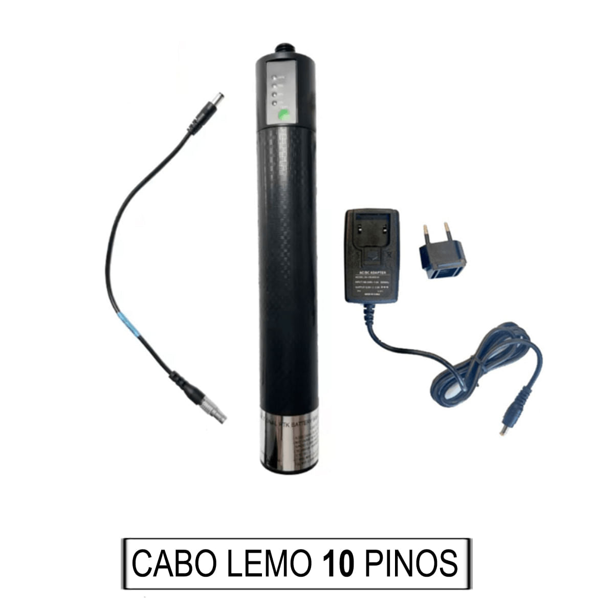Bateria Bastão para Receptor GPS RTK - 10000 mAh + Cabo LEMO 10 pinos