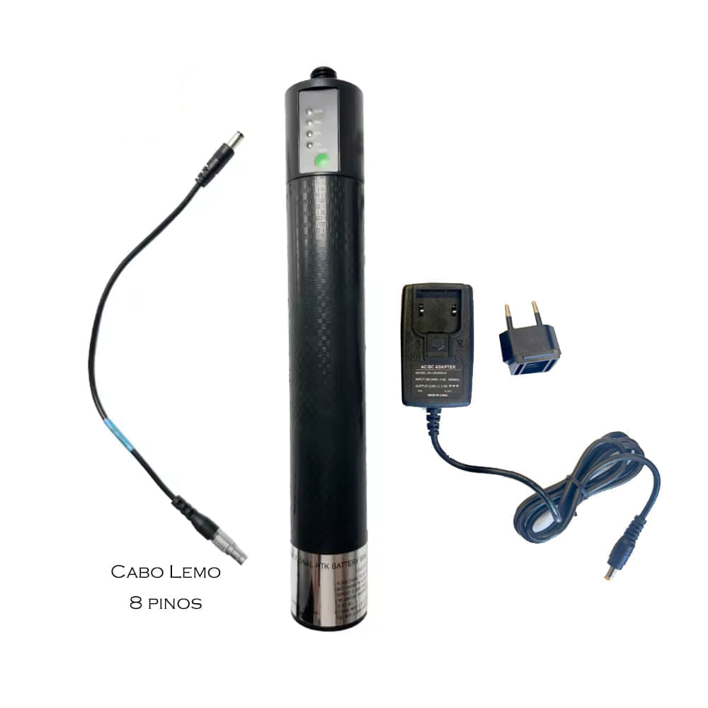 Bateria Bastão para Receptor GPS RTK - 10000 mAh + Cabo LEMO 8 pinos